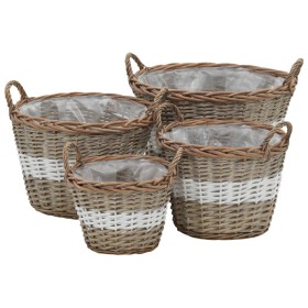 Wicker flower bed with PE lining 4 units by vidaXL, Pots and planters - Ref: Foro24-246830, Price: 68,91 €, Discount: %