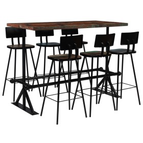 Muebles de bar 7 piezas madera maciza reciclada multicolor de vidaXL, muebles para cocinas y comedores - Ref: Foro24-245400, ...