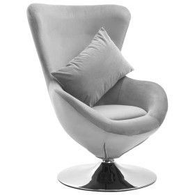 Sillón egg giratorio de terciopelo con cojín gris claro de vidaXL, Sillones - Ref: Foro24-326211, Precio: 234,99 €, Descuento: %