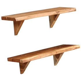 Wall shelves 2 pcs solid acacia wood 60x20x18 cm by vidaXL, Shelves and shelves - Ref: Foro24-247927, Price: 58,12 €, Discoun...