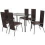 Elegant and Comfortable Seven-Piece Brown Dining Set by vidaXL, Furniture sets for kitchens and dining rooms - Ref: Foro24-24...