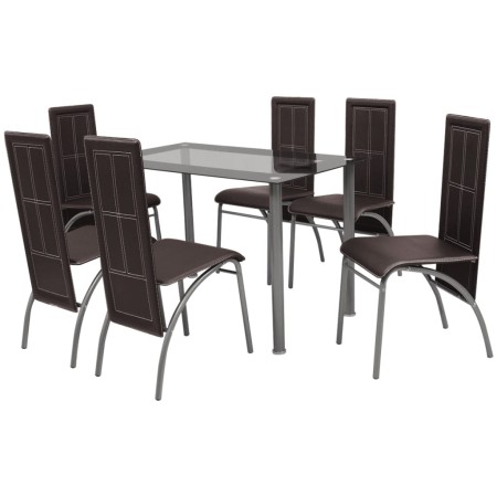 Conjunto de Comedor Elegante y Cómodo de Siete Piezas Color Marrón de vidaXL, muebles para cocinas y comedores - Ref: Foro24-...