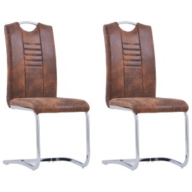 Cantilever dining chairs 2 pcs brown artificial suede leather by vidaXL, dining chairs - Ref: Foro24-281783, Price: 168,99 €,...