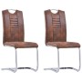 Cantilever dining chairs 2 pcs brown artificial suede leather by vidaXL, dining chairs - Ref: Foro24-281783, Price: 167,85 €,...