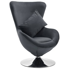 Swivel velvet egg armchair with dark gray cushion by vidaXL, Armchairs - Ref: Foro24-326212, Price: 257,99 €, Discount: %