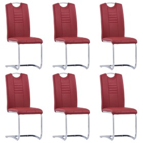 Cantilever dining chairs 6 units red synthetic leather by vidaXL, dining chairs - Ref: Foro24-278837, Price: 436,80 €, Discou...