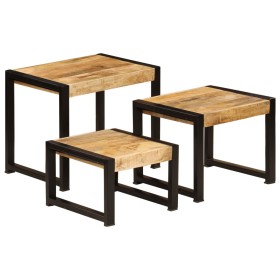 Stapeltische 3 Einheiten massives Mangoholz von vidaXL, Seitentische - Ref: Foro24-247404, Preis: 148,99 €, Rabatt: %