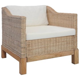 Sillón con cojines ratán natural de vidaXL, Sillones - Ref: Foro24-283075, Precio: 282,06 €, Descuento: %