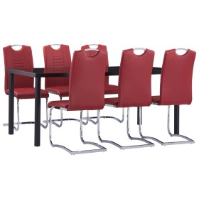 7-piece dining set in red synthetic leather by vidaXL, Furniture sets for kitchens and dining rooms - Ref: Foro24-3053121, Pr...