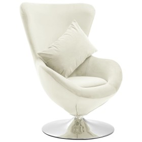 Sillón egg giratorio de terciopelo con cojín color crema de vidaXL, Sillones - Ref: Foro24-326216, Precio: 246,99 €, Descuent...