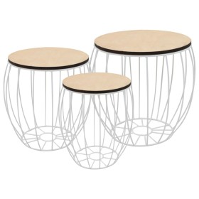 Set of 3 coffee tables made of poplar plywood and iron. by vidaXL, Coffee table - Ref: Foro24-246837, Price: 60,99 €, Discoun...