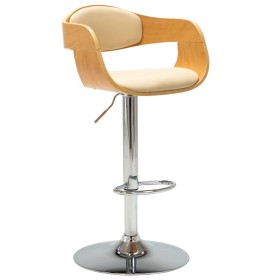 Bentwood and Cream Faux Leather Kitchen Stool by vidaXL, Kitchen stools - Ref: Foro24-283120, Price: 140,99 €, Discount: %