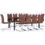 11-piece brown artificial suede leather dining set by vidaXL, Furniture sets for kitchens and dining rooms - Ref: Foro24-3053...