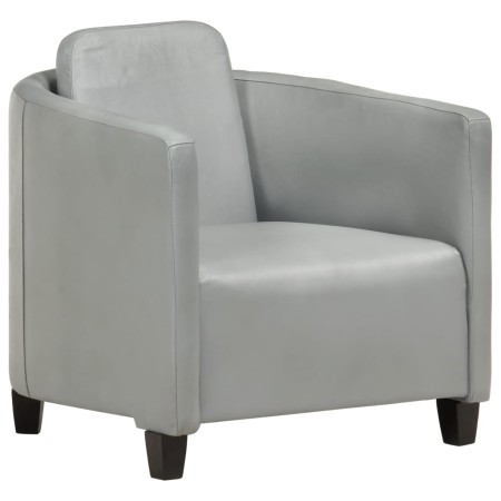 Sillón de cuero auténtico gris de vidaXL, Sillones - Ref: Foro24-283763, Precio: 217,78 €, Descuento: %