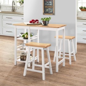 Conjunto de mesa alta de cocina 3 piezas MDF blanco de vidaXL, muebles para cocinas y comedores - Ref: Foro24-245364, Precio:...