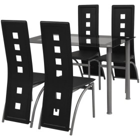 Conjunto de comedor de cinco piezas negro de vidaXL, muebles para cocinas y comedores - Ref: Foro24-242908, Precio: 328,99 €,...