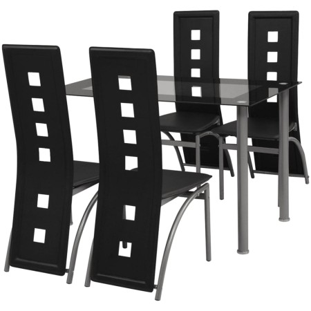 Black Five-Piece Dining Set by vidaXL, Furniture sets for kitchens and dining rooms - Ref: Foro24-242908, Price: 328,99 €, Di...