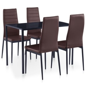 5-piece brown dining table and chairs set by vidaXL, Furniture sets for kitchens and dining rooms - Ref: Foro24-281697, Price...