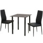 Black Three-Piece Dining Table and Chair Set by vidaXL, Furniture sets for kitchens and dining rooms - Ref: Foro24-242932, Pr...