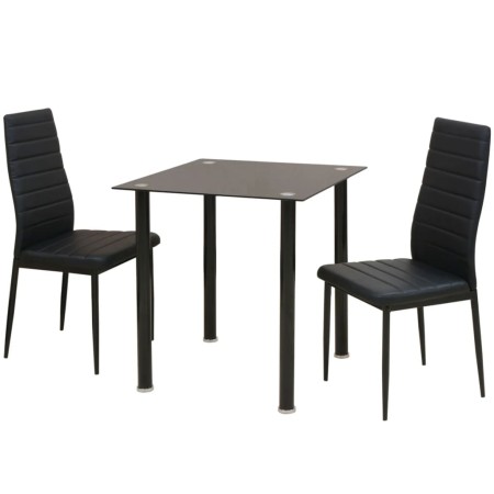 Black Three-Piece Dining Table and Chair Set by vidaXL, Furniture sets for kitchens and dining rooms - Ref: Foro24-242932, Pr...