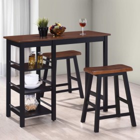 Black MDF 3-piece kitchen high table set by vidaXL, Furniture sets for kitchens and dining rooms - Ref: Foro24-245363, Price:...