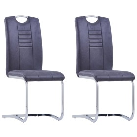 Cantilever dining chairs 2 pcs gray artificial suede leather by vidaXL, dining chairs - Ref: Foro24-281785, Price: 167,85 €, ...