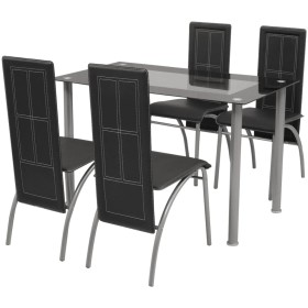 Black Five-Piece Dining Set by vidaXL, Furniture sets for kitchens and dining rooms - Ref: Foro24-242912, Price: 287,88 €, Di...