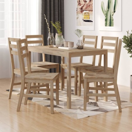 Set de comedor 7 piezas madera maciza de acacia de vidaXL, muebles para cocinas y comedores - Ref: Foro24-3106442, Precio: 59...