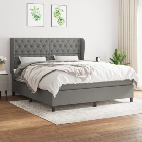 Cama box spring con colchón tela gris oscuro 160x200 cm de vidaXL, Camas y somieres - Ref: Foro24-3128214, Precio: 605,99 €, ...