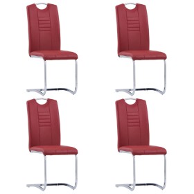 Cantilever dining chairs 4 units red synthetic leather by vidaXL, dining chairs - Ref: Foro24-281782, Price: 288,92 €, Discou...