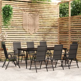 Juego de comedor para jardín 9 piezas negro de vidaXL, Conjuntos de jardín - Ref: Foro24-3099112, Precio: 659,99 €, Descuento: %