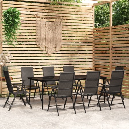 Juego de comedor para jardín 9 piezas negro de vidaXL, Conjuntos de jardín - Ref: Foro24-3099112, Precio: 659,99 €, Descuento: %