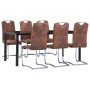 7-piece brown artificial suede leather dining set by vidaXL, Furniture sets for kitchens and dining rooms - Ref: Foro24-30531...