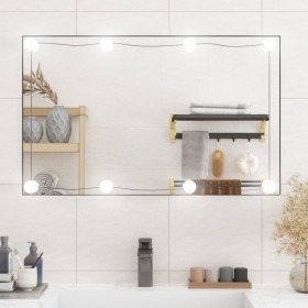 Rectangular wall mirror with LED lights, glass, 50x80 cm. by vidaXL, Mirrors - Ref: Foro24-3189156, Price: 48,99 €, Discount: %