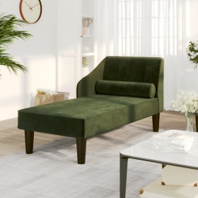 Sofá diván con cojín de cabeza terciopelo verde oscuro de vidaXL, Sofás - Ref: Foro24-340716, Precio: 147,99 €, Descuento: %