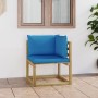 Corner garden sofa with green impregnated wood cushions by vidaXL, Modular outdoor sofas - Ref: Foro24-3065051, Price: 82,63 ...