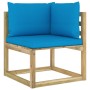 Corner garden sofa with green impregnated wood cushions by vidaXL, Modular outdoor sofas - Ref: Foro24-3065051, Price: 82,63 ...