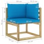 Garten-Ecksofa mit grün imprägnierten Holzkissen von vidaXL, Modulare Sofas für den Außenbereich - Ref: Foro24-3065051, Preis...