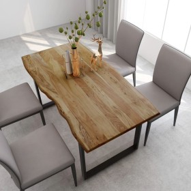 Mesa de comedor de madera maciza de acacia 154x80x76 cm de vidaXL, Mesas de cocina y de comedor - Ref: Foro24-286473, Precio:...