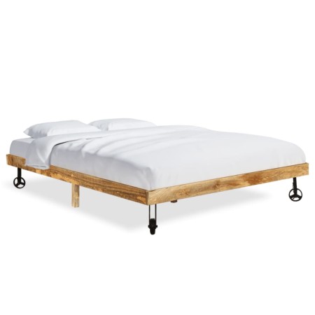 Estructura de cama de madera maciza de mango 160x200 cm de vidaXL, Camas y somieres - Ref: Foro24-285914, Precio: 283,64 €, D...