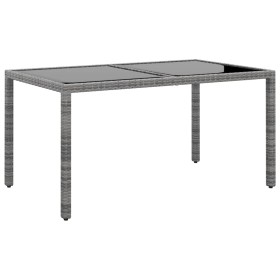 Mesa jardín vidrio templado ratán sintético gris 150x90x75 cm de vidaXL, Mesas de jardín - Ref: Foro24-310575, Precio: 140,99...