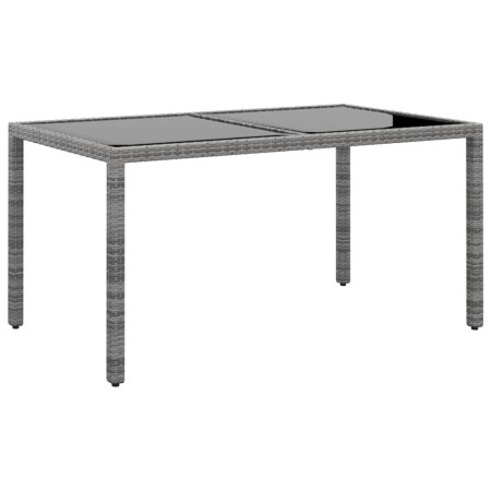 Tempered glass garden table with synthetic rattan grey 150x90x75 cm by vidaXL, Garden tables - Ref: Foro24-310575, Price: 140...