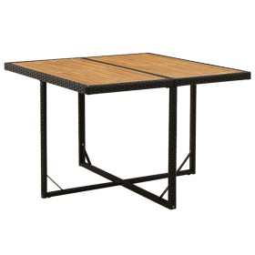 Mesa de jardín ratán sintético madera acacia negro 109x107x74cm de vidaXL, Mesas de jardín - Ref: Foro24-316790, Precio: 78,0...