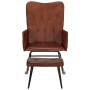 Brown genuine leather rocking chair with stool by vidaXL, Rocking chairs - Ref: Foro24-339696, Price: 149,68 €, Discount: %