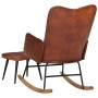 Brown genuine leather rocking chair with stool by vidaXL, Rocking chairs - Ref: Foro24-339696, Price: 149,68 €, Discount: %