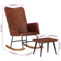 Brown genuine leather rocking chair with stool by vidaXL, Rocking chairs - Ref: Foro24-339696, Price: 149,68 €, Discount: %