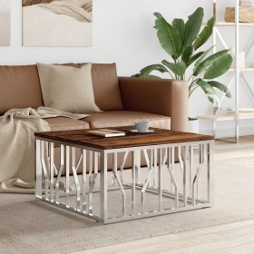 Stainless steel and silver recycled wood coffee table by vidaXL, Coffee table - Ref: Foro24-350061, Price: 154,89 €, Discount: %