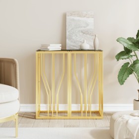 Golden stainless steel and glass console table 70x30x70 cm by vidaXL, Side tables - Ref: Foro24-350036, Price: 188,99 €, Disc...