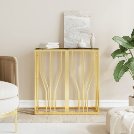 Golden stainless steel and glass console table 70x30x70 cm by vidaXL, Side tables - Ref: Foro24-350036, Price: 190,89 €, Disc...