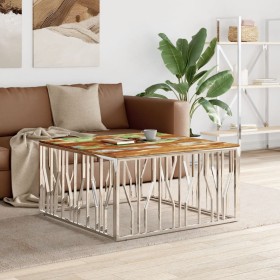 Silver stainless steel and recycled wood coffee table by vidaXL, Coffee table - Ref: Foro24-350072, Price: 203,99 €, Discount: %